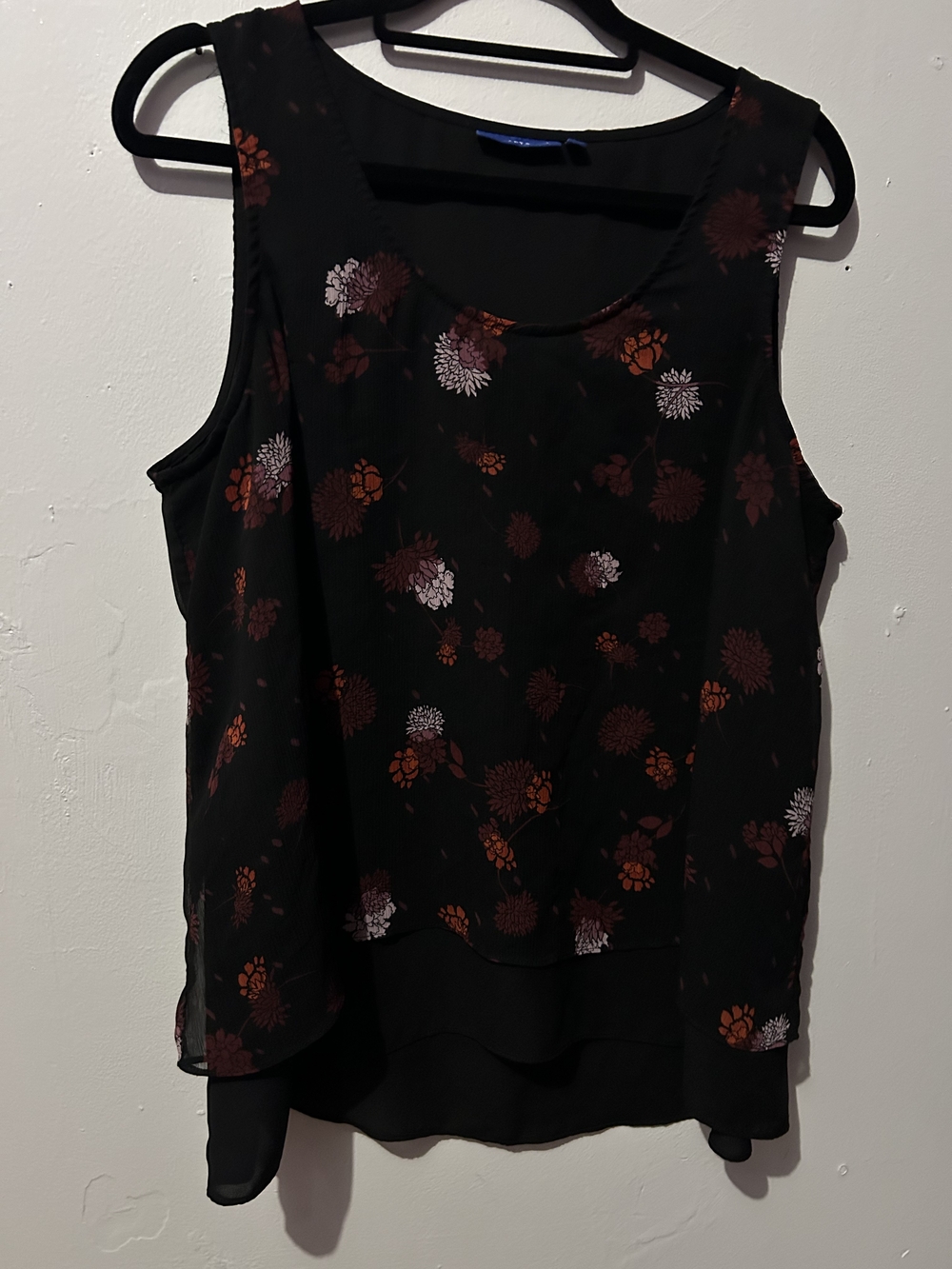 Women’s Black Floral Layered Sleeveless Top